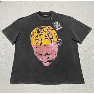 Hellstar Dennis Rodman Graphic Black Washed T Shirt Mens XL Streetwear Flames